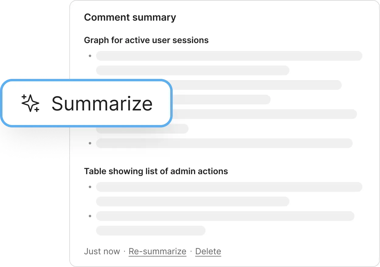 A summarize button allows you to quickly summarize comments.