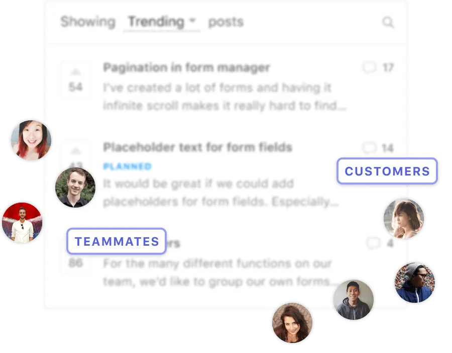 Every customer request organized in the Ideas workspace.